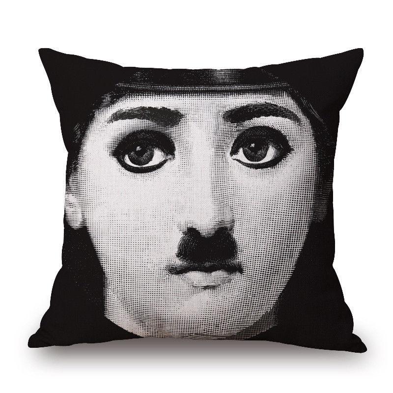 Unique Linen Vintage Piero Fornasetti Face Throw Pillow Case With Artistic Face Illustration
