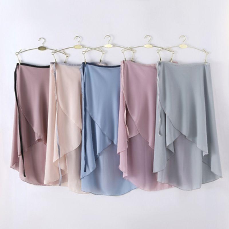 Elegant Women's Half-Skirt: Solid Color, Ballet-Inspired, Asymmetric Hem, Perfect for Dance.