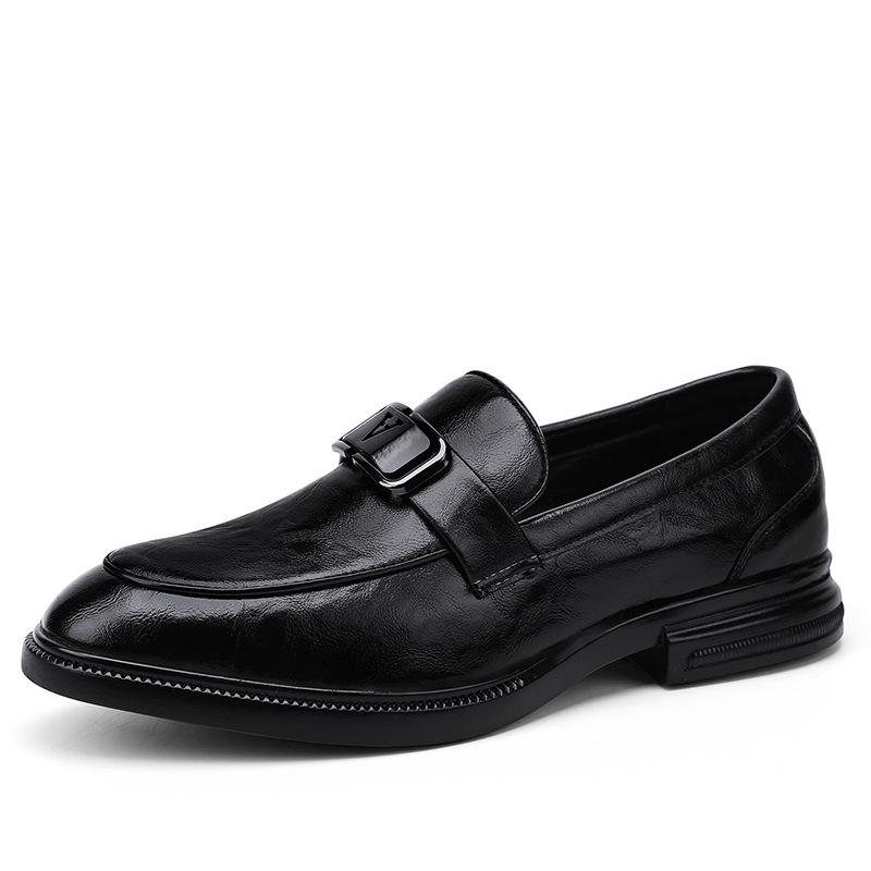 

Autumn casual leather shoes business British style youth driving shoes 38 чёрный