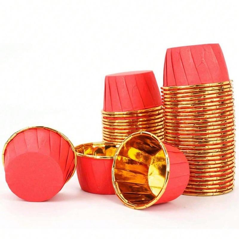 50pcs Disposable Paper Baking Cups Patterned Round Cupcake Liners, Multipurpose Cake Wrappers for Weddings,Christmas