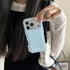 Simple Personality Blue Pink Solid Color Wave Point Leather Shock Proof Phone Cover Case for iPhone 17 16 15 14 Pro Max