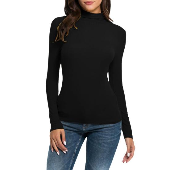Women's Thermal Long Sleeve Shirts Slim Mock Turtleneck Pullover Basic Undershirts Compression Base Layer Top for Work Home Vacations