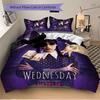 Ensemble de literie Design Costume Mercredi Addams Housse de couette Cadeau pour chambre à coucher, Comprend 1 housse et 2 taies d'oreiller, Pas d'insertB348