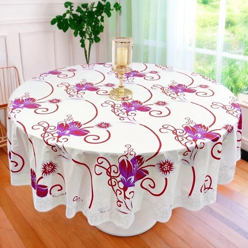 Large Round Dining Table Cloth Waterproof, Oil-Proof And Anti-Scalding Leave-In Coffee Table Tablecloth Household Living Room Hotel Thickened