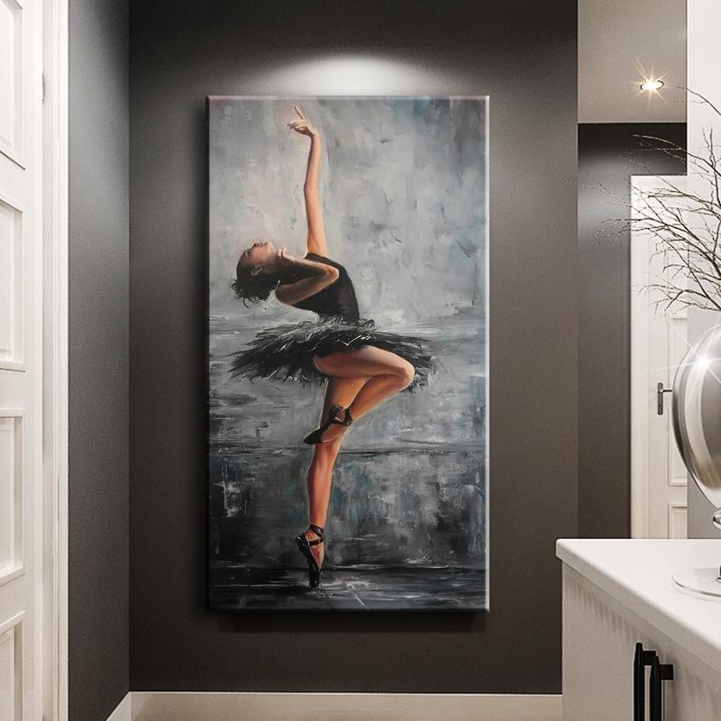 Elegante Figur Kunst Ballett Tänzerin Leinwand Malerei Moderne Wand Kunst Poster Drucke Wand Bilder für Wohnzimmer Home Cuadros Decor