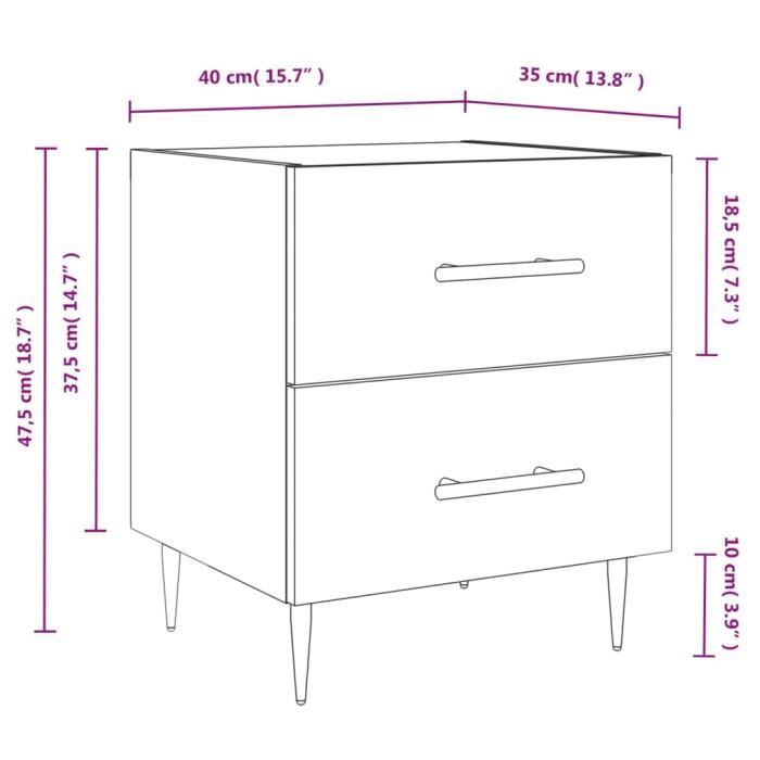 VidaXL Bedside Table Sonoma Grey 40x35x47.5 Cm Engineered Wood 827288