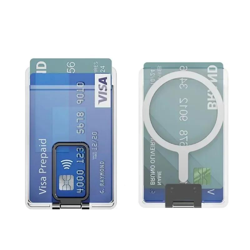 Klarer magnetischer Kartenhalter Geldbörsenhülle Für Magsafe 15 16 14 13 12 Pro Max Samsung S24 S23 Ultra Macsafe Kartenfächer Tasche