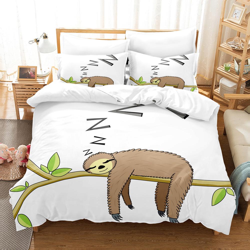 Cartoon Cute Animal 3D Digital Printing Three-piece Set, Bedding