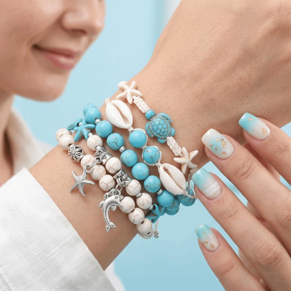 Kit per la Creazione di Gioielli Fai da Te Ispirato all'Oceano Kit per la Creazione di Braccialetti con Perline Multicolore Creazione di Gioielli