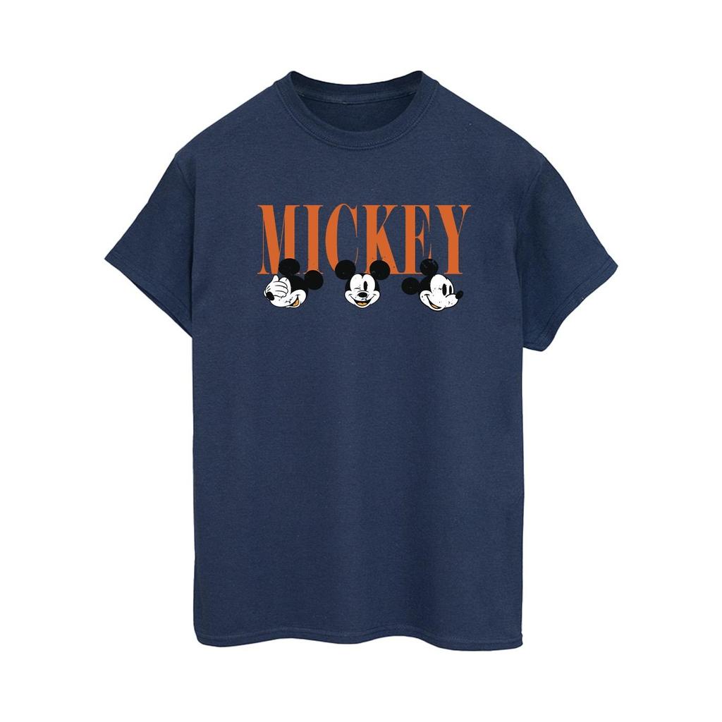 Disney Mickey Mouse Faces Cotton Boyfriend T-skjorte for kvinner/damer