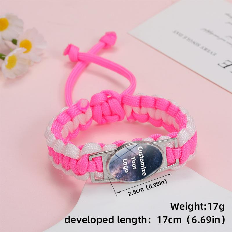 Multi-Color Paracord Custom Logo Bracelet, Time Gem Couple INS Style Jewelry