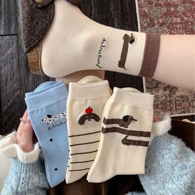 Cartoon Collegiate Style Cute Socks Girls Season Socks Cotton Puppy Cute Pet