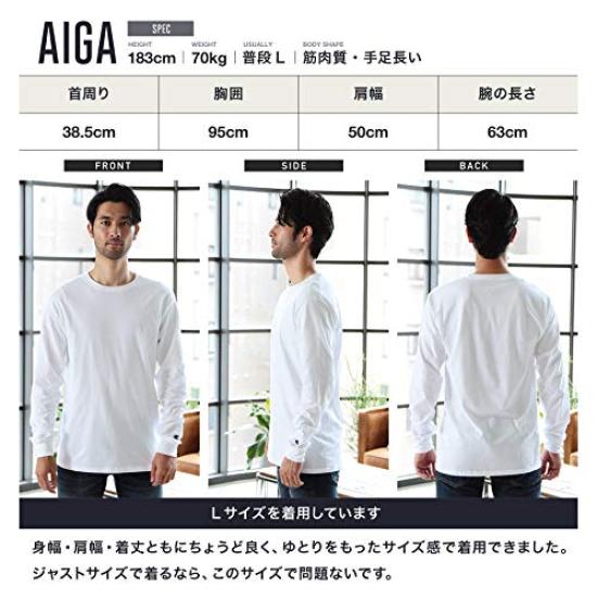 Champion Long Sleeve with Size White Men's T-Shirt One-Point Logo, Basic, L,