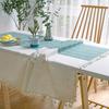 Simple And Modern Striped Literary Plaid Fabric Tablecloth Stall Tablecloth Cotton And Linen Fringed Student Dormitory Tablecloth