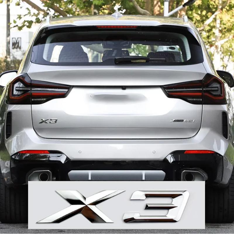 3D ABS Black Chrome Car Letters Rear Trunk Badge X3 Logo For BMW X3 F25 Sticker Emblem X3 E83 F25 G01 Lettering Accessories FLUTW1
