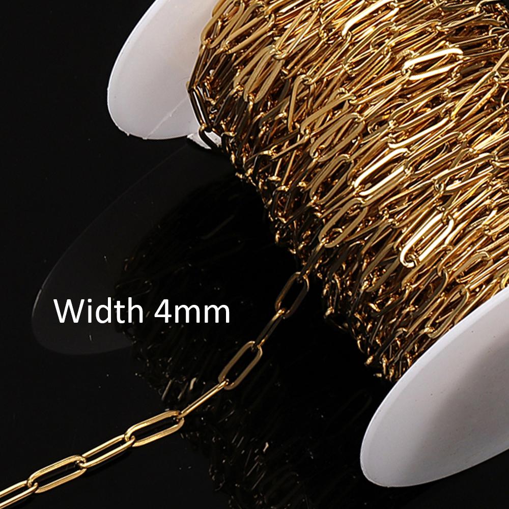 10Meters/Roll Stainless Steel Chain High Quality Gold Flat Chains for Necklace Bracelet Jewelry Making DIY Components Wholesale