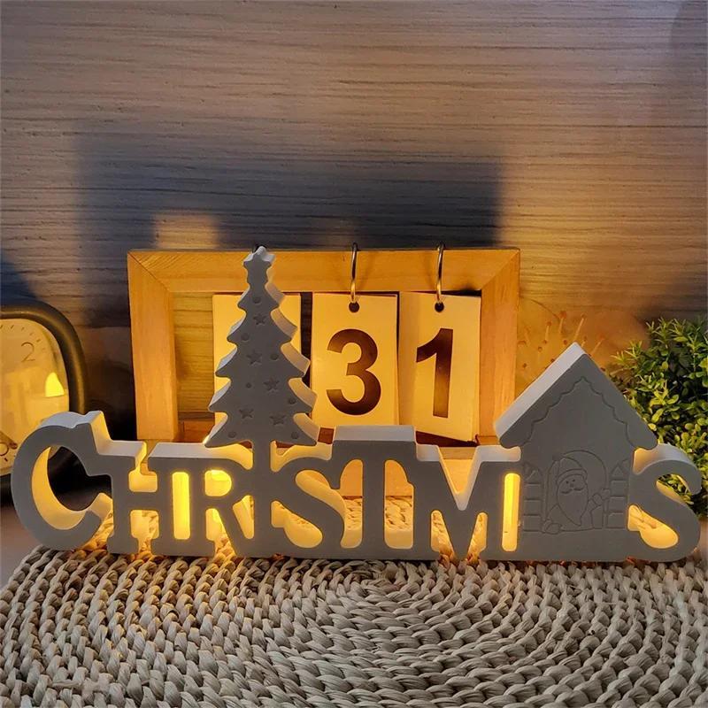 Christmas English Letter Ornament Decoration Cement Gypsum Mold DIY Silicone Mold Christmas Atmosphere Decoration