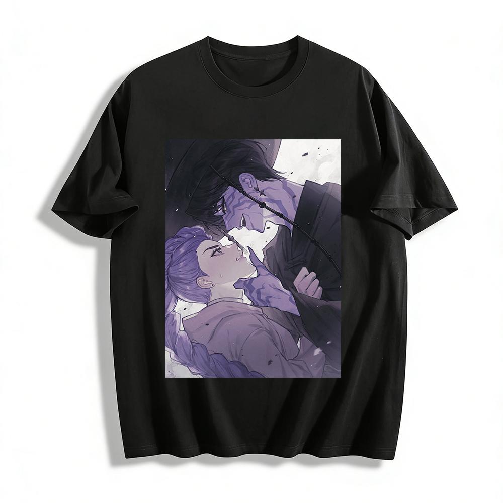 Jujutsu Kaisen Sukuna & Fushiguro Megumi Anime Print T-shirt Casual Loose Top For Fans Pure cotton T-shirt XXS