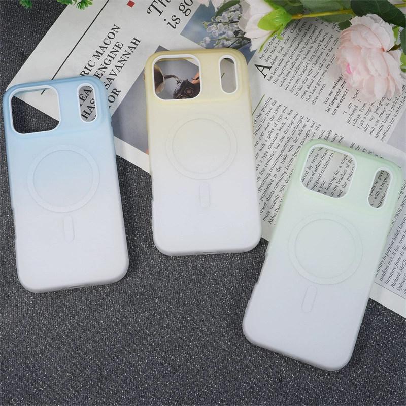 Luxury 2 in 1 Gradient Jelly Magnetic Case For iPhone 17 Air 16 15 14 13 12 11 Pro Max Plus For Magsafe Wireless Charging Matte Cover