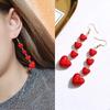 Romantic Long Red Love Heart Earrings Sweet Cute Tassel Drop Earrings for Women Girls Fashion Party Dangle Earrings Zircon