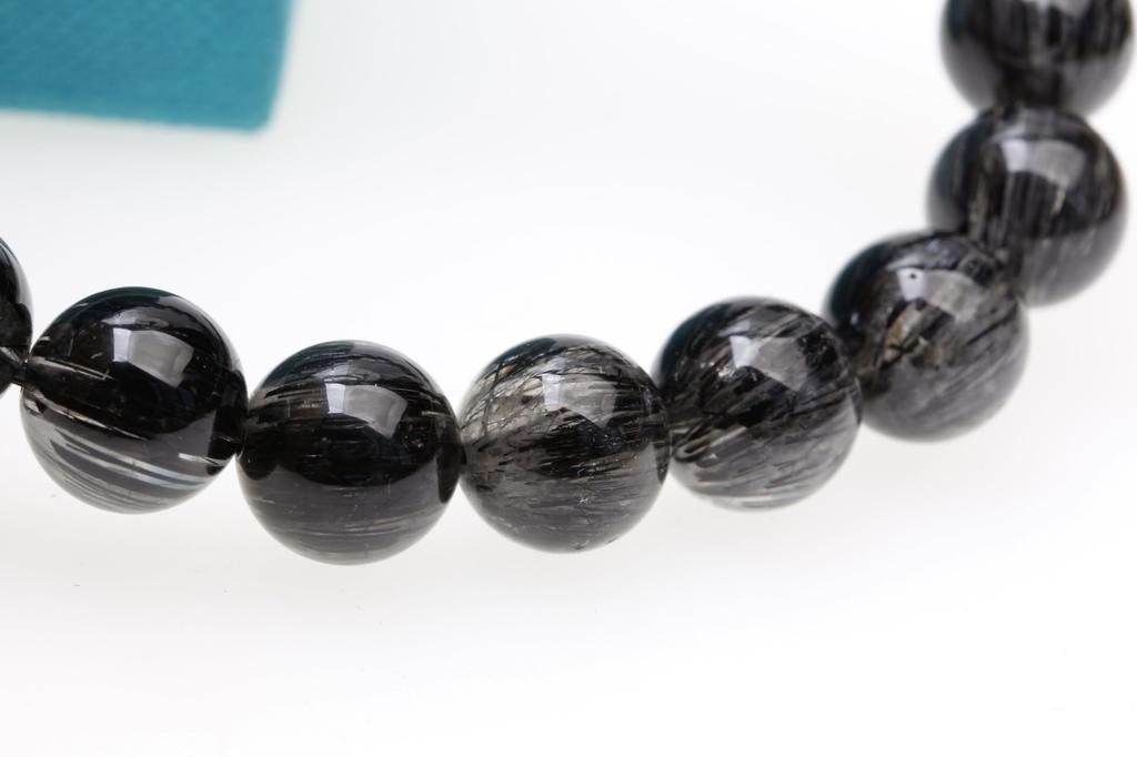 Black Rutilated Quartz Power Protection from Good Brazilian Natural Prayer Beads Black Rutilated Quartz [K.KOUOKU] Bracelet, Stone, Evil, Luck, Stone,