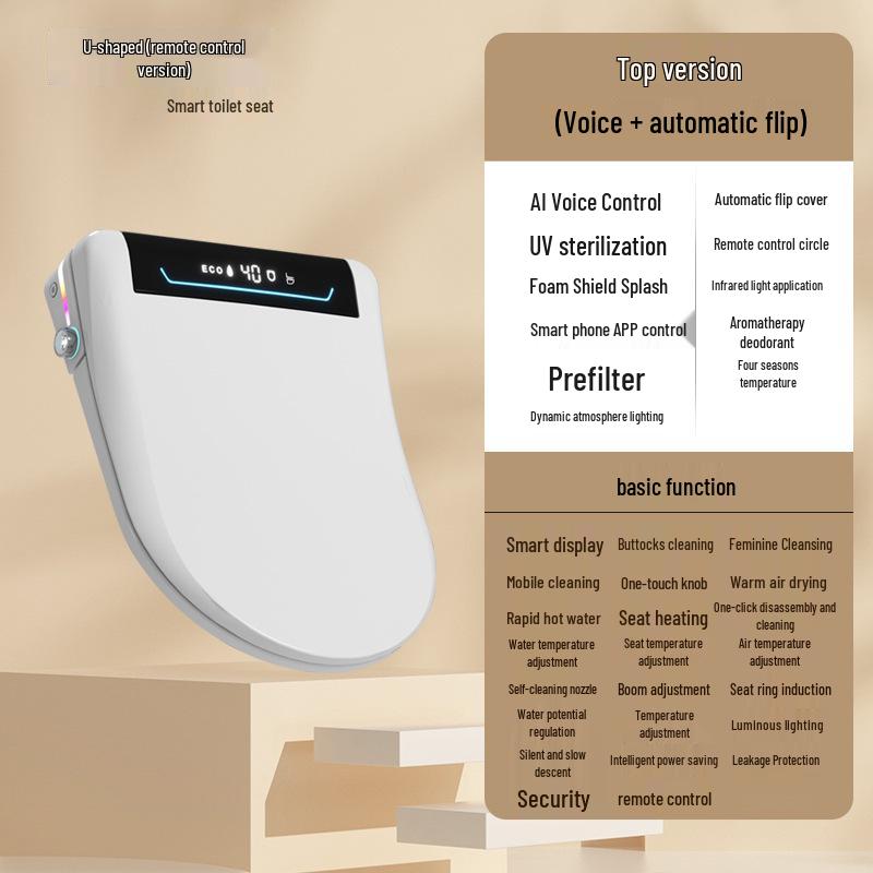 Smart Heated Toilet Seat Cover with Automatic Flip-Up and Foam Shield