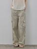 LE STUDIO Side Pocket Crinkle Pants Khaki Beige