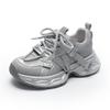 Silver dad shoes girl 2025 spring new trend Internet celebrity fried street leather mesh breathable platform sports running shoes