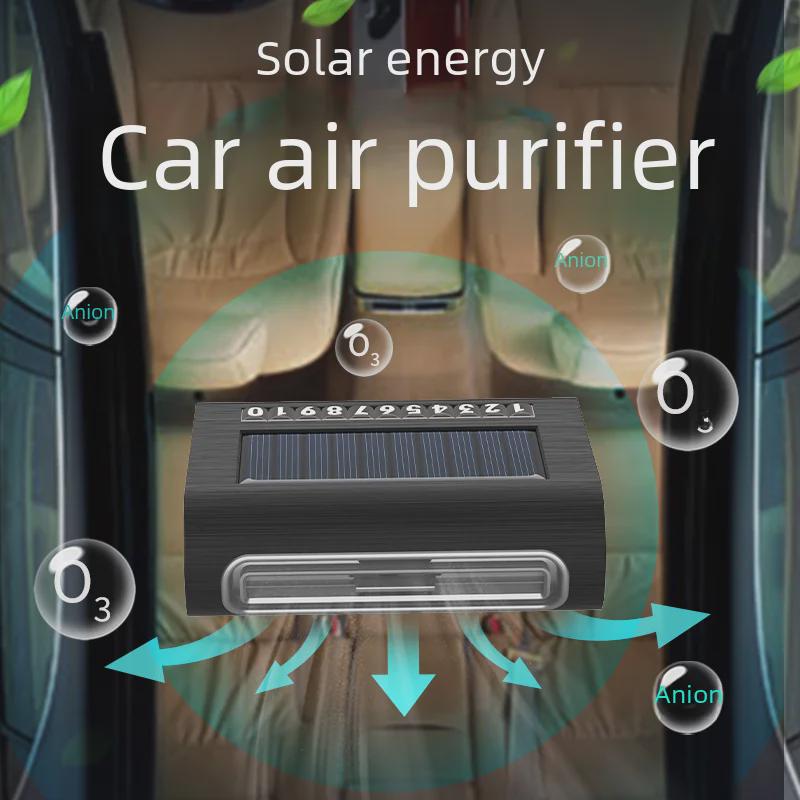Solarny oczyszczacz powietrza do samochodu z automatycznym generatorem ozonu, dezodoryzatorem, sterylizatorem i ładowaniem solarnym