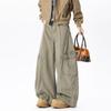 Maillard wide-leg overalls men's and women's high street multi-pocket scimitar pants casual trousers slim straight pants ruffian handsome