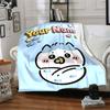 1pc Chiikawa Blanket with Custom Name, Gift, for Men and Women, Soft Blanket, Good for Sofa Bed Couch Travel, Lightweight Flannel Blanket