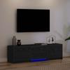 TV Stand with LED Lighting Black Oak 140 x 34 x 40 cm