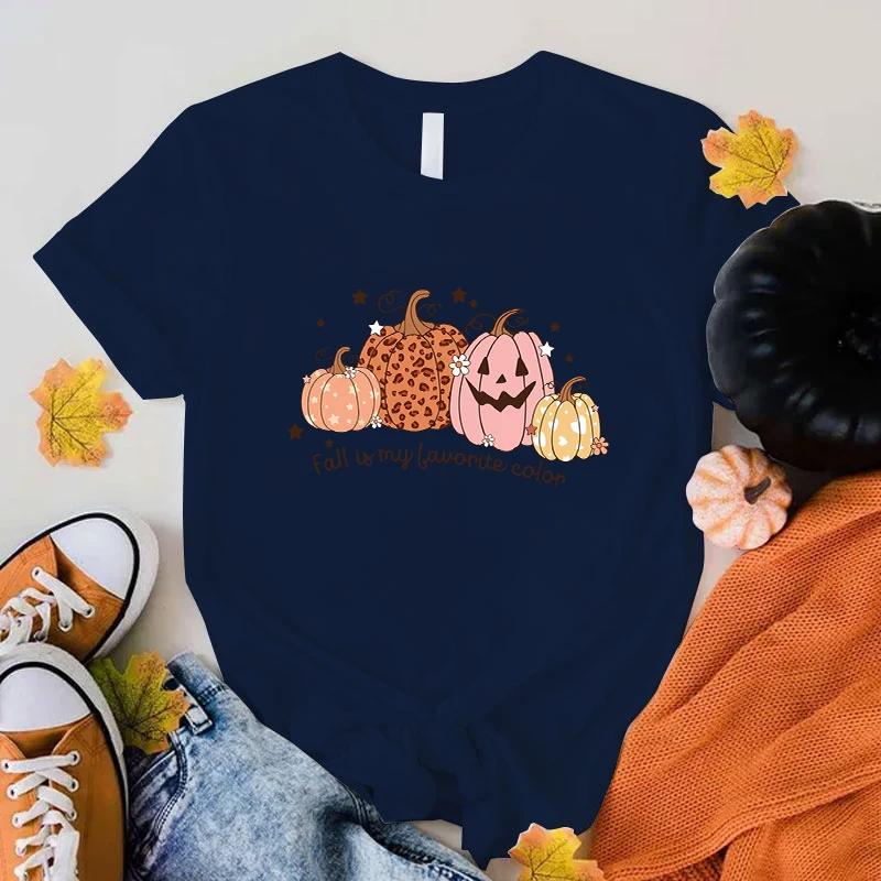 Neu Heiß Herbst Ist Meine Lieblingsfarbe Kürbisdruck T-Shirts Damen Herren Sommer Freizeit T-Shirts Rundhals Kurzarm T-Shirts