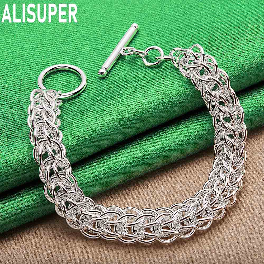 925 Sterling Silver Interlocking Side Chain Bracelet - Elegant Gift Jewelry