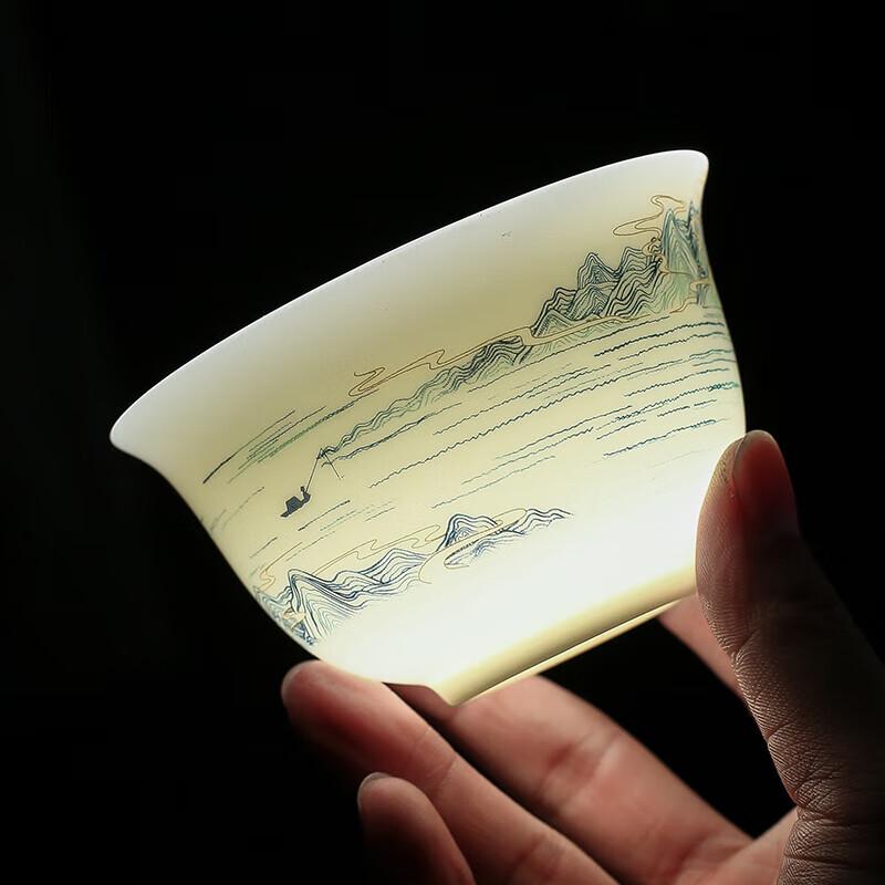 Chinese Mutton Fat Jade White Porcelain Gongfu Tea Set