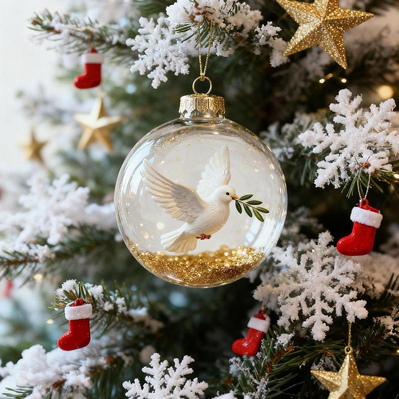 8Cm Transparent Acrylic Ball Cardinal/Hummingbird Pattern Creative Tree Decoration Hanging Pendant For Home