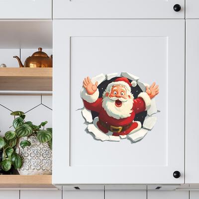 Autocollants créatifs de Père Noël qui traverse le mur pour la décoration murale du salon, du bureau, de la maison