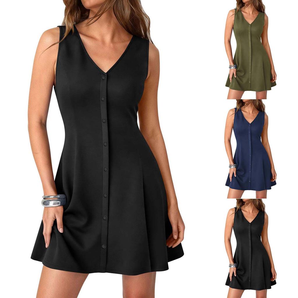 Women's Color Sleeveless Slim Fit Fashionable Long Dress