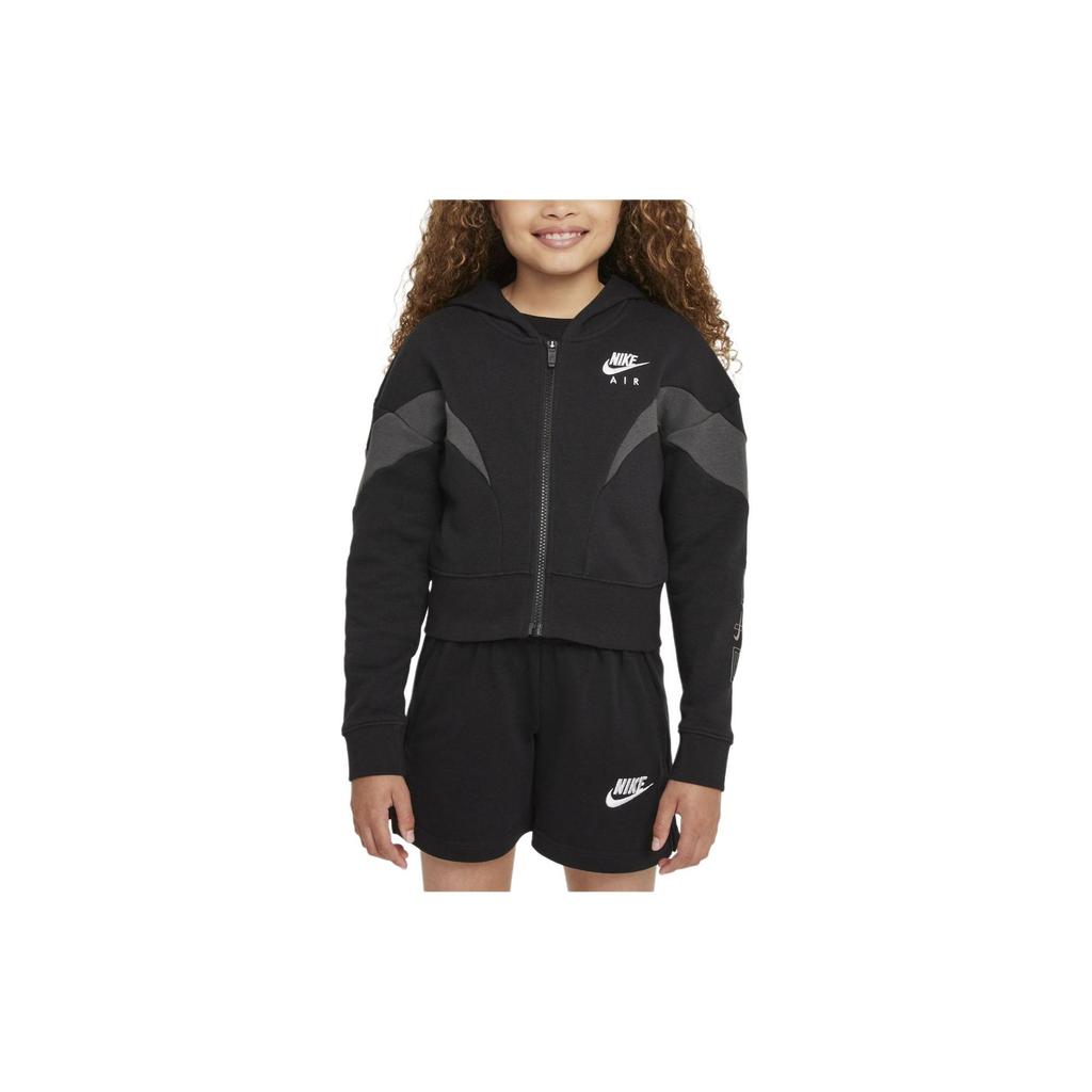 Nike Air Logo Hooded Casual Short Jacket Kids jackets Black DD7137-010