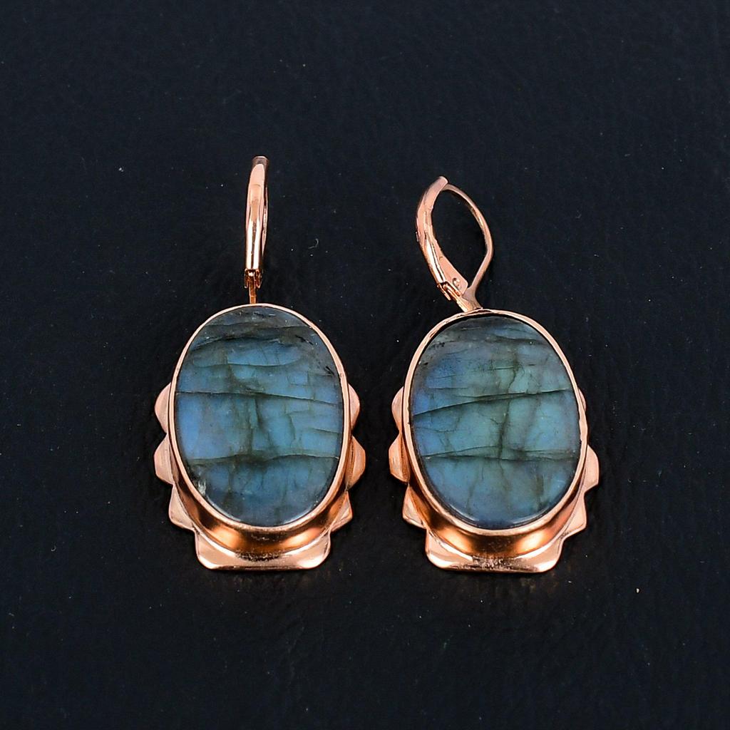 Labradorite Gemstone Handmade Copper Jewelry Gorgeous Earring For Women