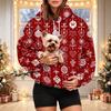 Women's Christmas Print Pet Pocket Hoodie, Fashion Hooded Sweatshirt for Holiday