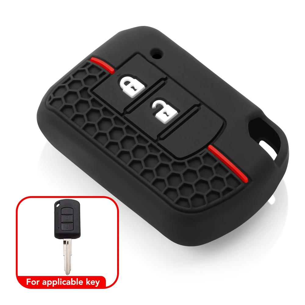 

Чехол-накладка для ключа автомобиля для Mitsubishi ASX ASH Outlander Lancer EX Galant Pajero L200 2 кнопки брелок протектор чёрный