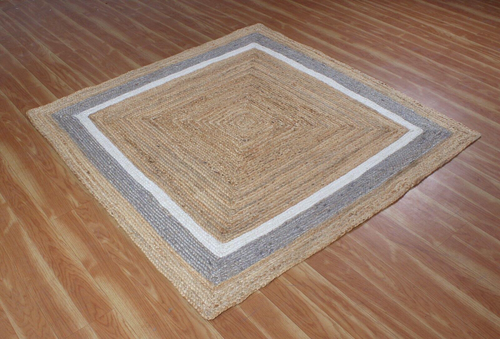 

Джутовый ковер для помещений и улицы ручной работы, натуральный ковер для любого пространства, рустикальный декор для любой площади 60 cm x 120 cm (2x4feet) серый/бежевый