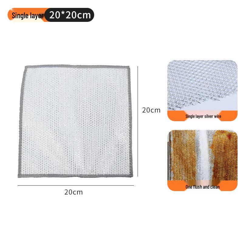 

Double-Layer Silver Wire Dishwashing Cloth – Thick, Non-Stick, Oil-Resistant Kitchen Cleaner
