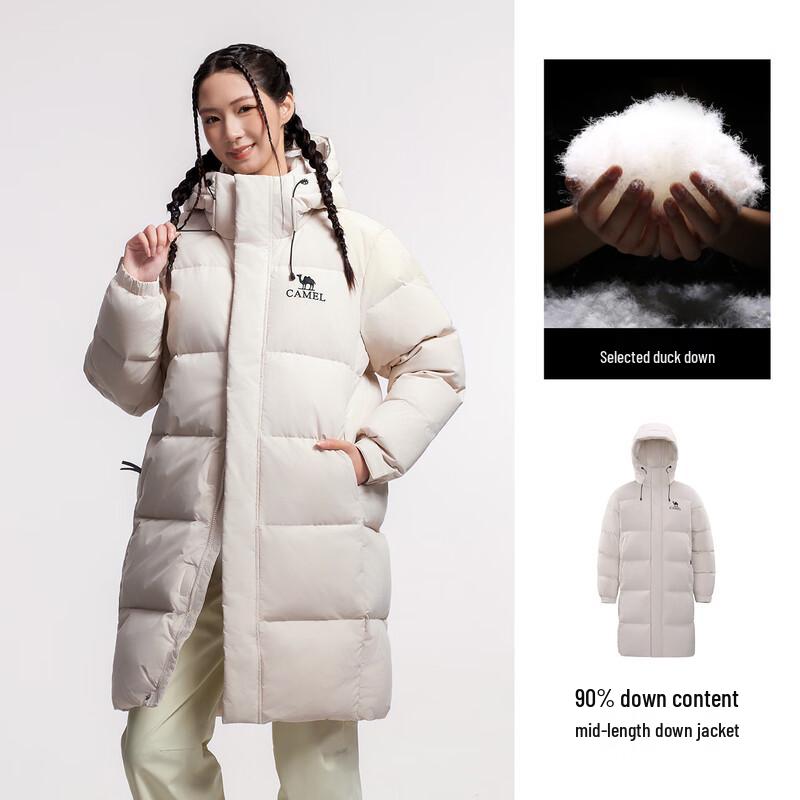 Camel Unisex Outdoor 3-Proof Mid-Length Puffer Down Jacket XXXL