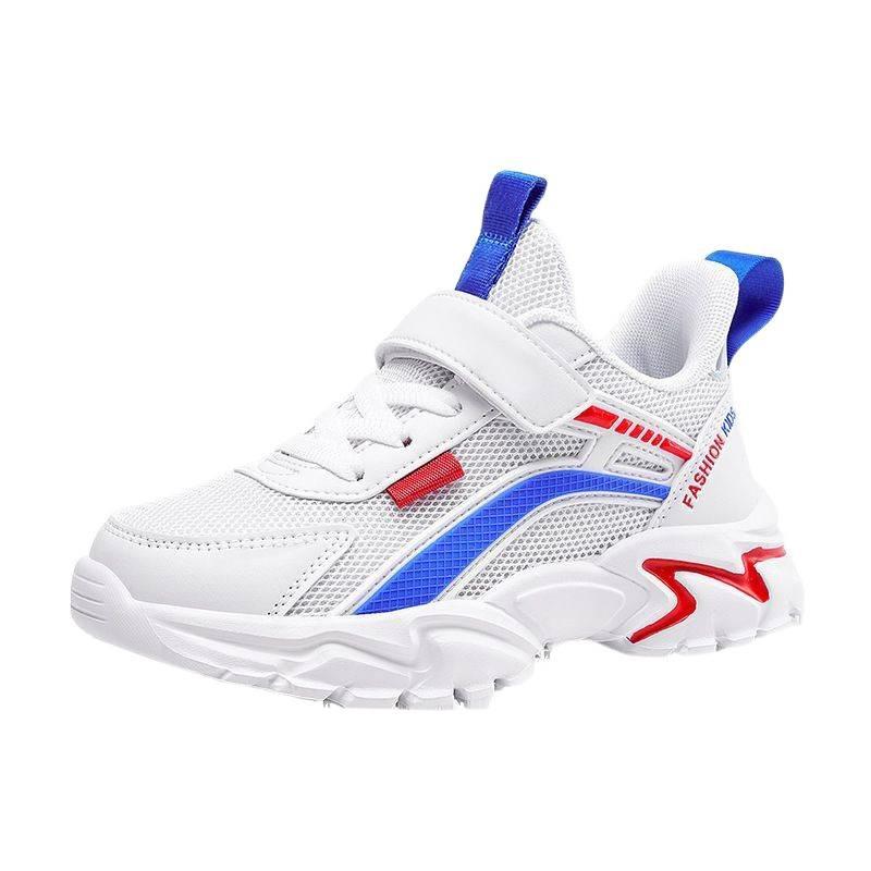 Children's shoes New girls breathable hollow mesh running shoes Boys double mesh leather children's lightweight casual sports shoes