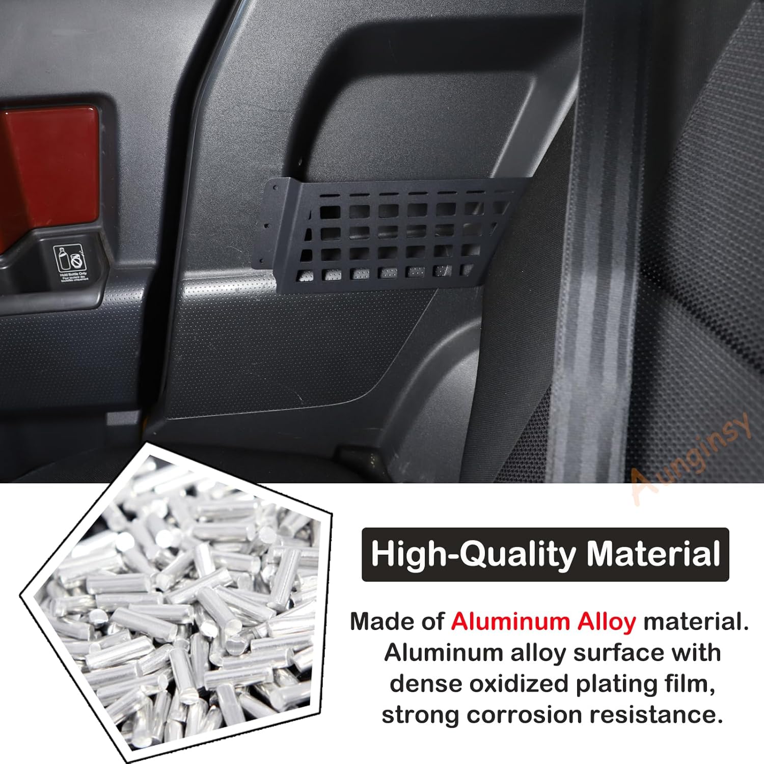 

Aunginsy Карманы для хранения на задней двери Бокс Совместимый с Toyota FJ Cruiser 2007-2023 Алюминиевая боковая перегородка для хранения на задней двери Корзина Сумка Подвесная на спинку заднего сиденья Storage Basket