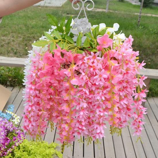 Hanging Artificial Flower Vine UV Resistant Indoor Outdoor Fake Silk Flower Garland Home