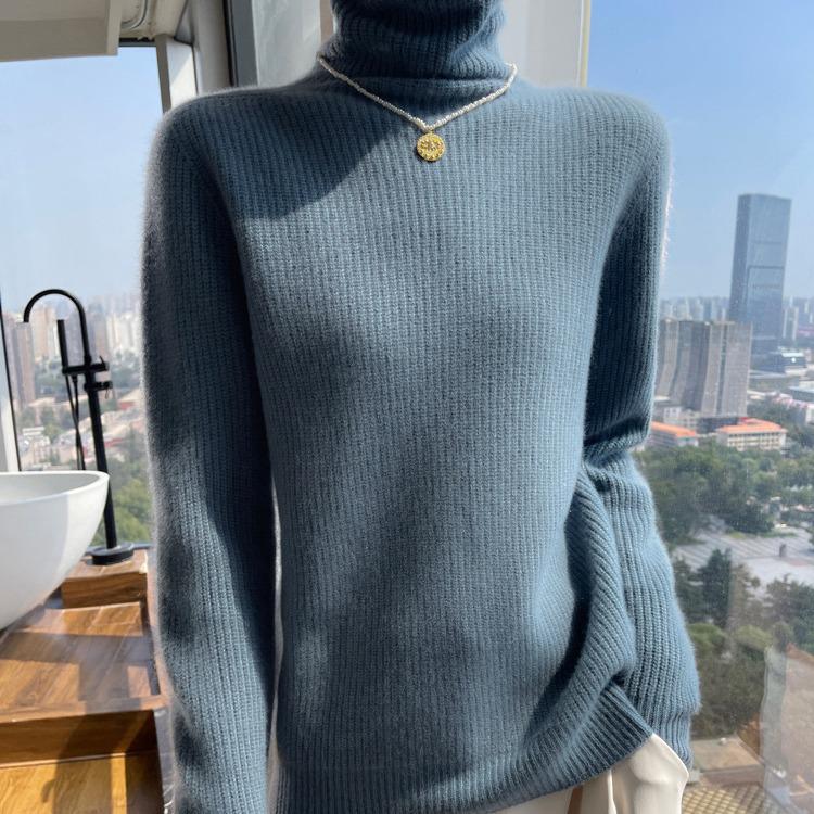 Women's Cashmere Double-Thick Turtleneck Loose Knit Sweater - Autumn/Winter