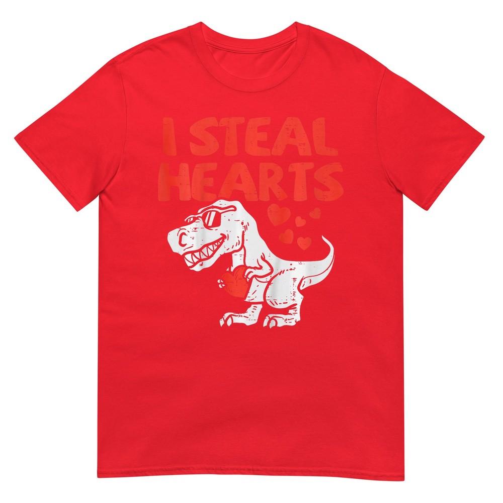 Kids I Steal Hearts Trex Dino Baby Boy Valentines Toddler Kids TShirt S